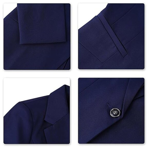 Women's 2 Piece Office Lady Business Suit Set Navy Blue - Picture 6 of 7